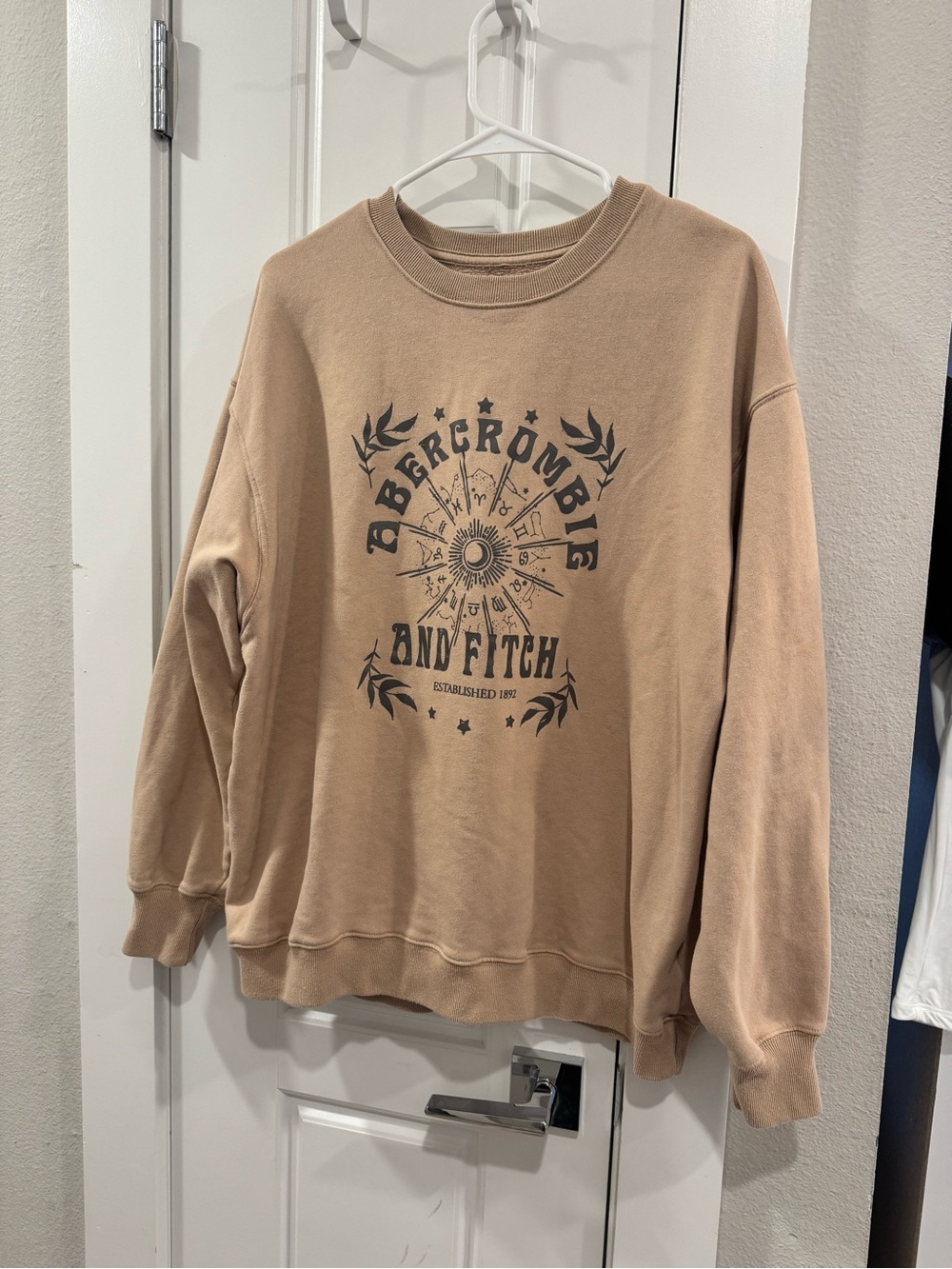 Abercrombie & Fitch Tan Crewneck Sweatshirt with Graphic